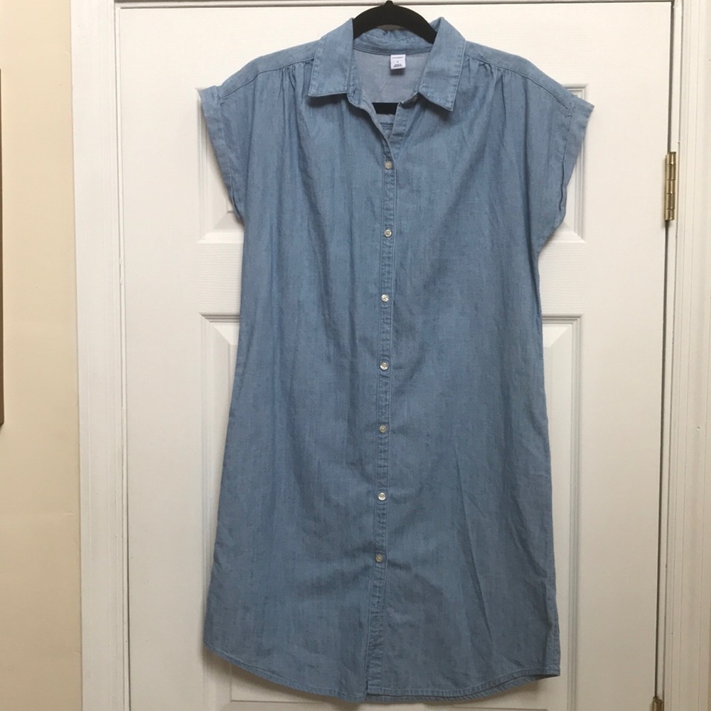 Chambray Cap Sleeve Shirt Dress